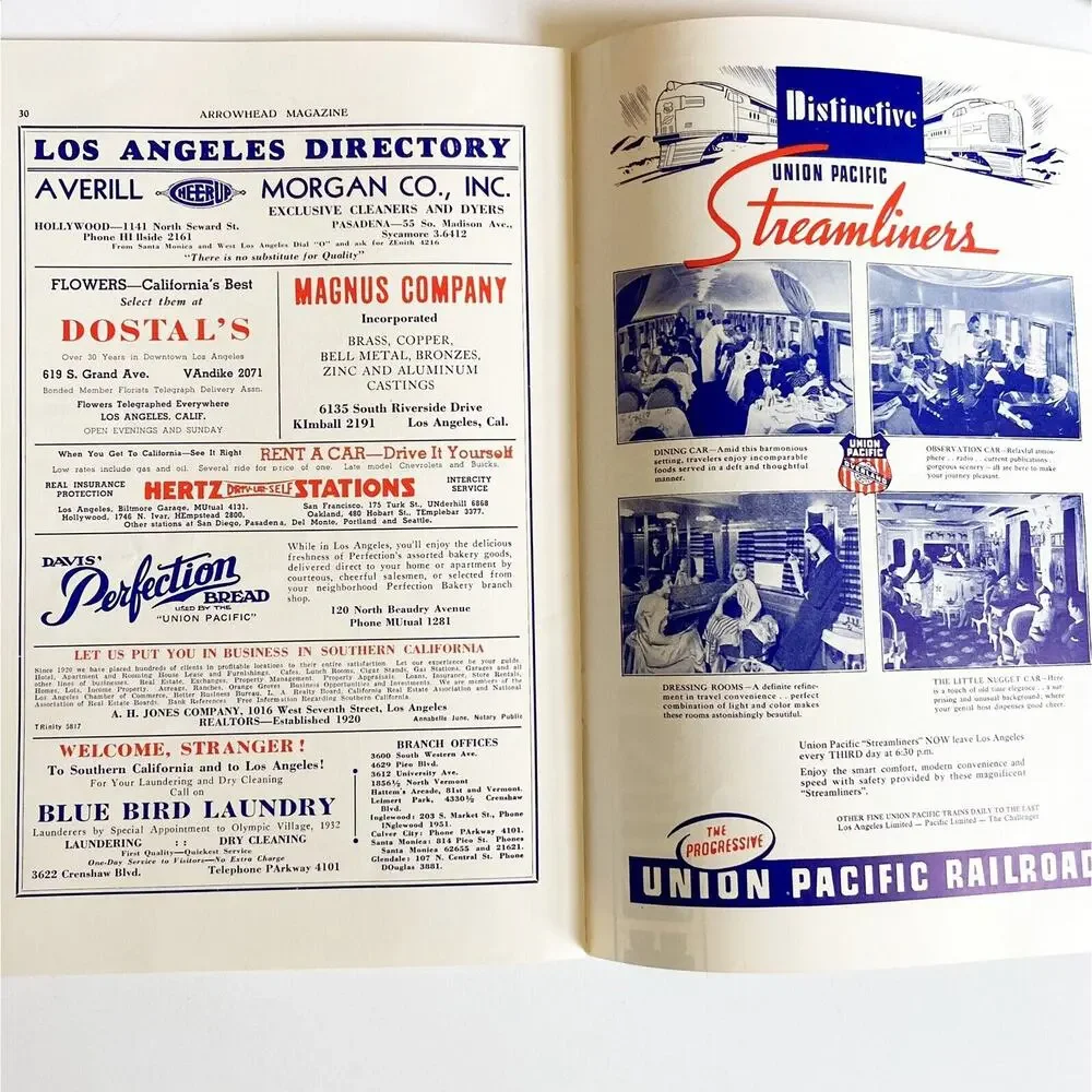 Union Pacific The Arrowhead 1939 Union Station Zion Bryce Trains Ads Hotel Calif